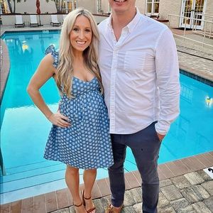 Blue and white bump friendly dress